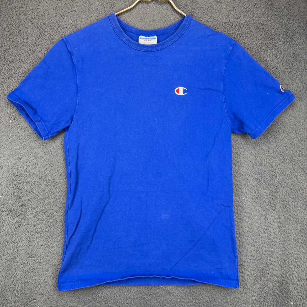 Champion Mens Small Royal Blue Short Sleeve Embroidered Logo T-Shirt 12174